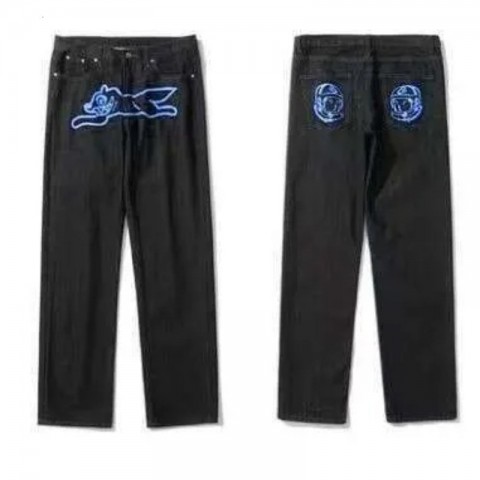 Designer BBC Boys Club Flying Dog Print Black Denim Jeans for Men