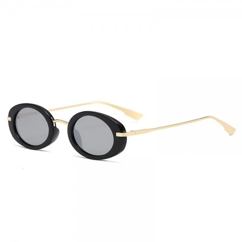 SHAUNA Trendy Men's Retro Punk Oval Sunglasses with Clear Ocean Lens