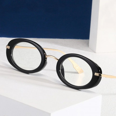 SHAUNA Trendy Men's Retro Punk Oval Sunglasses with Clear Ocean Lens