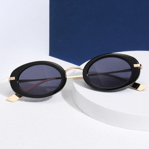 SHAUNA Trendy Men's Retro Punk Oval Sunglasses with Clear Ocean Lens
