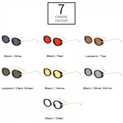 SHAUNA Trendy Men's Retro Punk Oval Sunglasses with Clear Ocean Lens