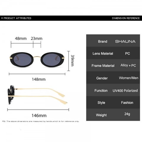 SHAUNA Trendy Men's Retro Punk Oval Sunglasses with Clear Ocean Lens