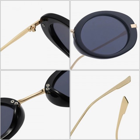 SHAUNA Trendy Men's Retro Punk Oval Sunglasses with Clear Ocean Lens