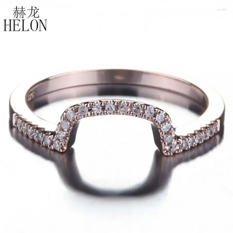 HELON 14K Rose Gold Cluster Ring with 0.12ct Natural Diamonds for Women