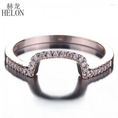 HELON 14K Rose Gold Cluster Ring with 0.12ct Natural Diamonds for Women