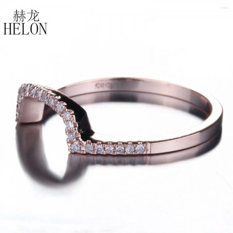 HELON 14K Rose Gold Cluster Ring with 0.12ct Natural Diamonds for Women