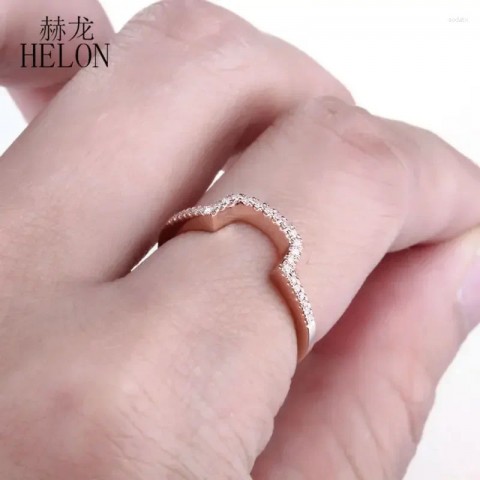 HELON 14K Rose Gold Cluster Ring with 0.12ct Natural Diamonds for Women