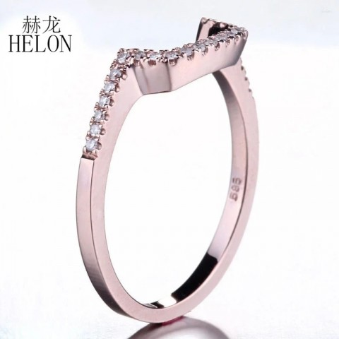 HELON 14K Rose Gold Cluster Ring with 0.12ct Natural Diamonds for Women