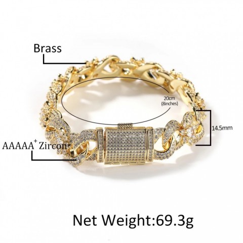 Uwin Flower Infinity Cuban Chain Necklace with Ice Sparkling Cubic Zirconia for Women