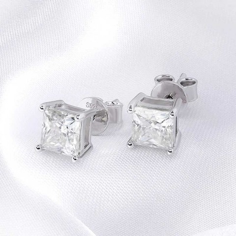 Knot Smyoue Red Coral Stud Earrings for Men - VVS Quality Moissanite