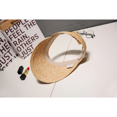 Simple Ladies UV Protection Korean Style Sun Visor Hat - Straw Raffia Women's Casual Visor