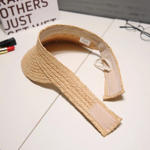 Simple Ladies UV Protection Korean Style Sun Visor Hat - Straw Raffia Women's Casual Visor