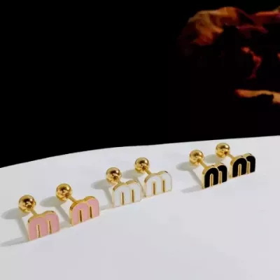 Stainless Steel M Letter Luxury Stud Earrings Women Brand Jewelry Cute Tiny Earrings