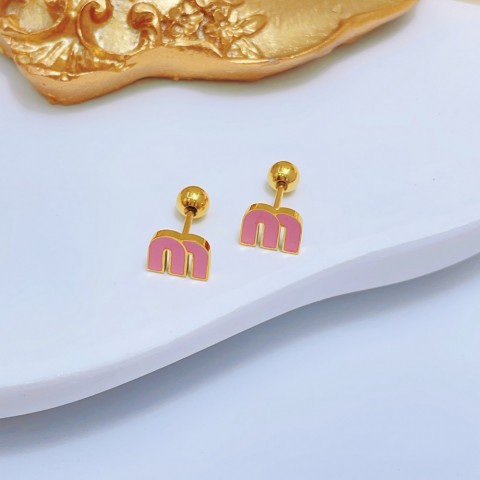 Stainless Steel M Letter Luxury Stud Earrings Women Brand Jewelry Cute Tiny Earrings