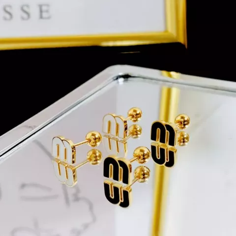 Stainless Steel M Letter Luxury Stud Earrings Women Brand Jewelry Cute Tiny Earrings