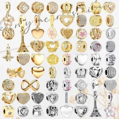 Sparkling Gold Angel Charm Beads for 925 Sterling Silver Bracelet DIY Women's Jewelry Gift