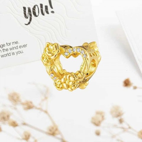 Sparkling Gold Angel Charm Beads for 925 Sterling Silver Bracelet DIY Women's Jewelry Gift