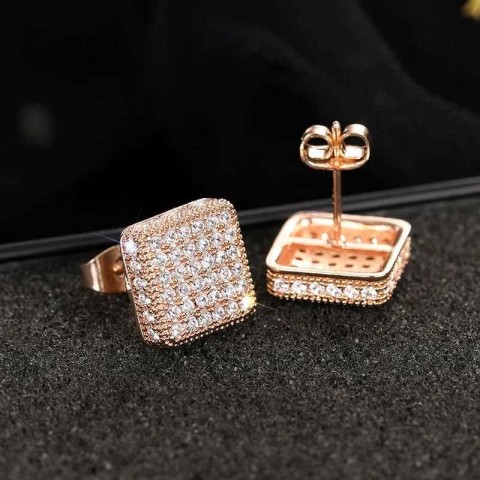 Huitan Women's Dazzling Cubic Zirconia Stud Earrings - Exquisite Jewelry for Modern Parties