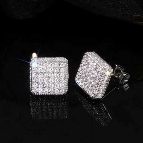 Huitan Women's Dazzling Cubic Zirconia Stud Earrings - Exquisite Jewelry for Modern Parties
