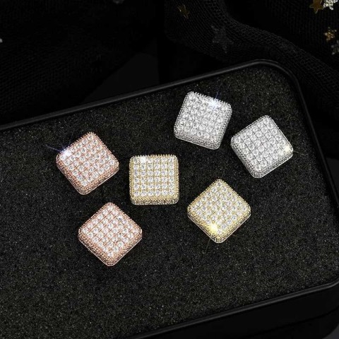 Huitan Women's Dazzling Cubic Zirconia Stud Earrings - Exquisite Jewelry for Modern Parties