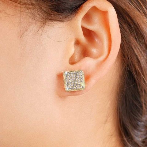 Huitan Women's Dazzling Cubic Zirconia Stud Earrings - Exquisite Jewelry for Modern Parties