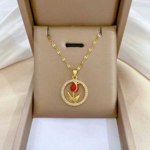 Stainless Steel Sun Pendant Necklace for Women