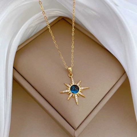 Stainless Steel Sun Pendant Necklace for Women