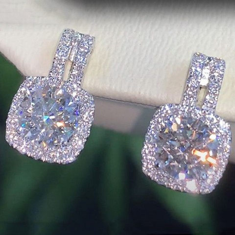 Stunning Sterling Silver Stud Earrings with 5A Cubic Zircon for Women