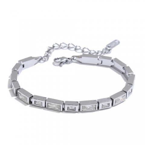 Shiny Beaded Yhpup Waterproof Stainless Steel Bangle with Cubic Zirconia