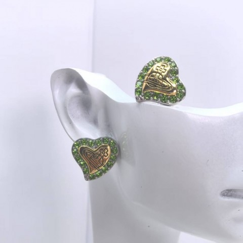Vvan Women's Heart-shaped Gold Plated Pendant Necklace Earrings Set