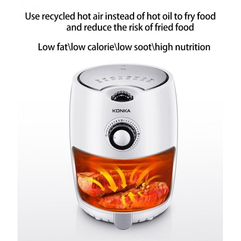 Konka Smart Digital Overheat Protected Air Fryer 2.2L White Multifunction Timer