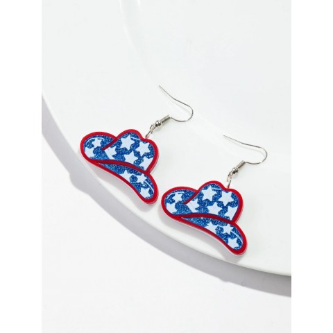 Acrylic Drop Earrings Heart Star Design for Women, Fashion Western Cowboy Hat Gift