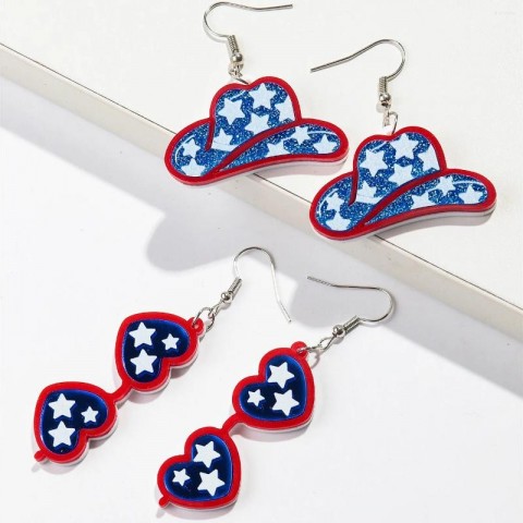 Acrylic Drop Earrings Heart Star Design for Women, Fashion Western Cowboy Hat Gift