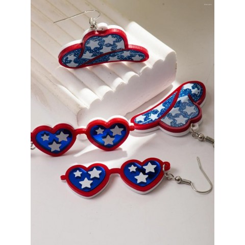 Acrylic Drop Earrings Heart Star Design for Women, Fashion Western Cowboy Hat Gift
