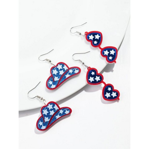 Acrylic Drop Earrings Heart Star Design for Women, Fashion Western Cowboy Hat Gift
