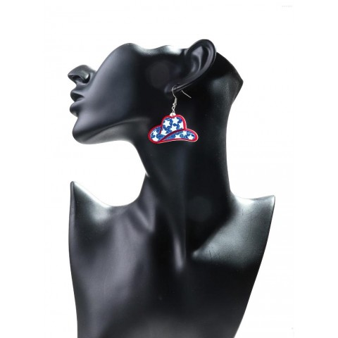 Acrylic Drop Earrings Heart Star Design for Women, Fashion Western Cowboy Hat Gift