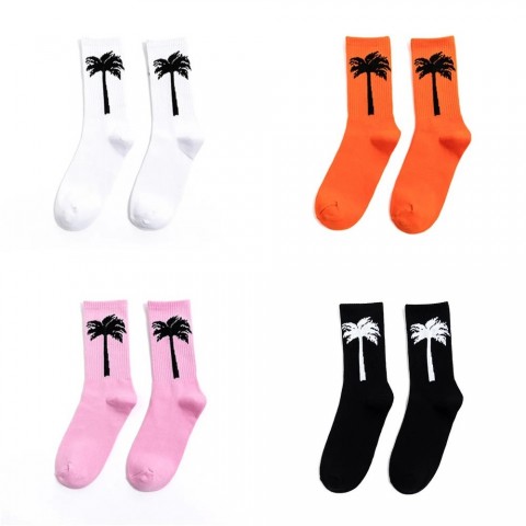 Designer Men's Fashion Coconut Palms Crew Socks - Comfortable Rich Cotton Adult Socks