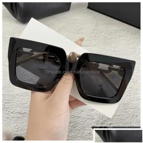 New Women's UV Resistant Chain Square Frame High-End Fashion Sunglasses W241028