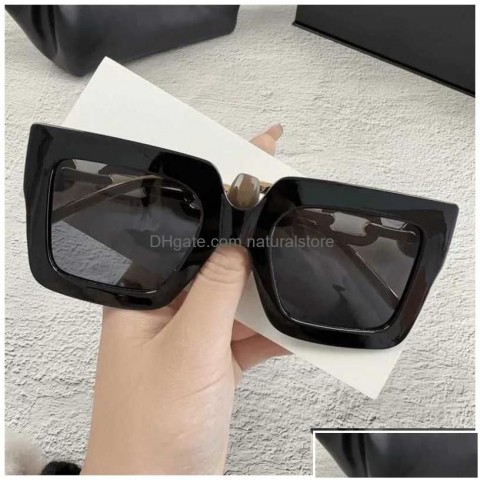 New Women's UV Resistant Chain Square Frame High-End Fashion Sunglasses W241028