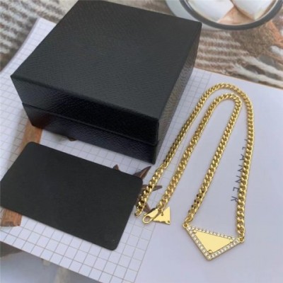 Luxury Women's Preppy Style Pendant Necklaces with Triangle P Earrings