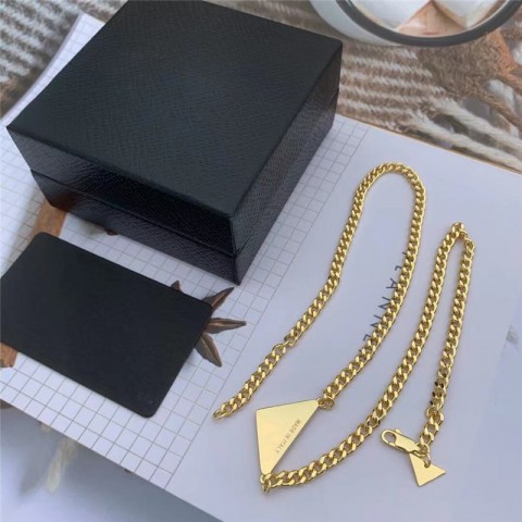 Luxury Women's Preppy Style Pendant Necklaces with Triangle P Earrings