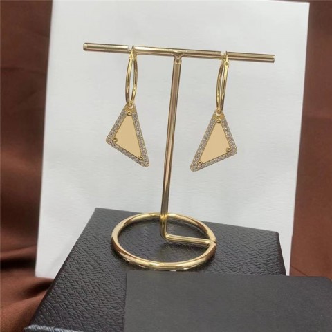 Luxury Women's Preppy Style Pendant Necklaces with Triangle P Earrings