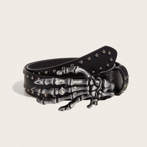 Punk Skull Leather Belt for Men