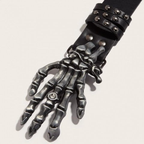 Punk Skull Leather Belt for Men