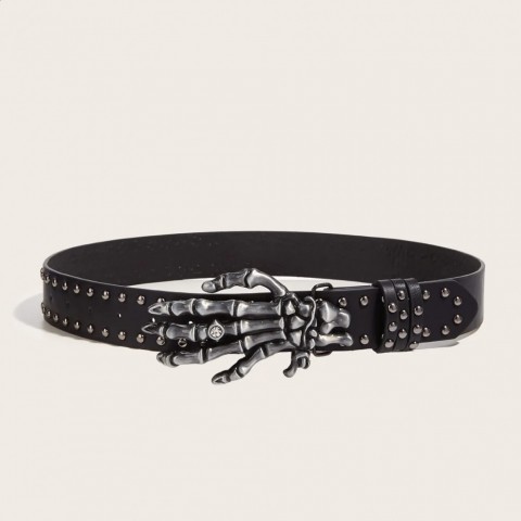 Punk Skull Leather Belt for Men