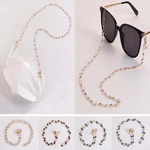 Colorful Gold Crystal Bead Eyewear Strap for Women - Fashionable Glasses Chain Gift