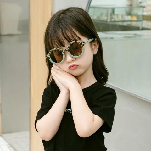 Children's Cute Leopard Print Round Sunglasses with UV380 Protection