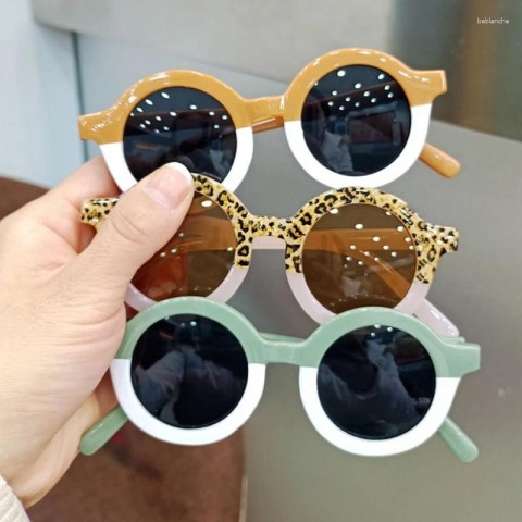 Children's Cute Leopard Print Round Sunglasses with UV380 Protection