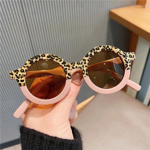 Children's Cute Leopard Print Round Sunglasses with UV380 Protection