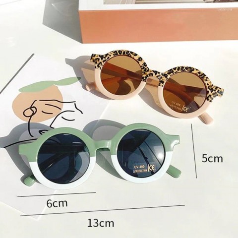 Children's Cute Leopard Print Round Sunglasses with UV380 Protection